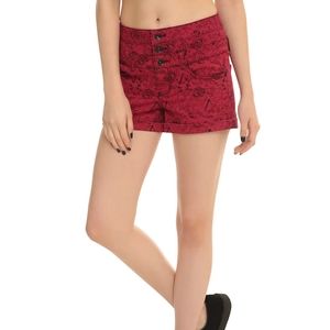 Lovesick Rockabilly Red tattoo print high waisted shorts